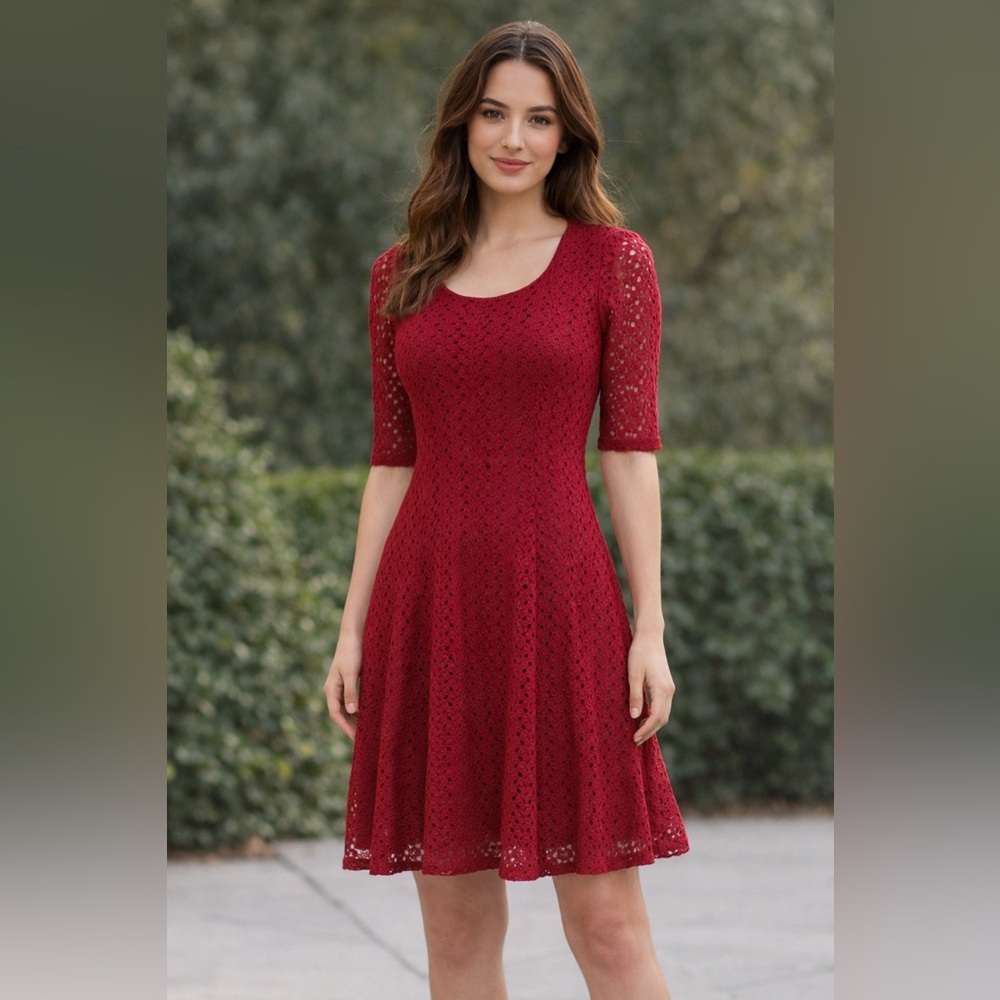 Rabbit Rabbit Rabbit Red 3/4 Sleeve Dress